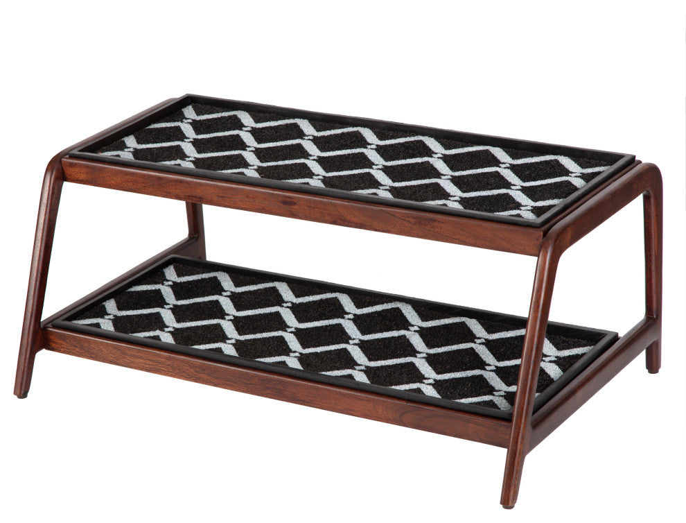 Double-Tier Brown Stand With 3-Pair Rubber Boot Trays San Tropez