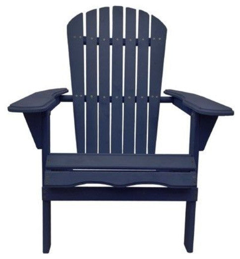 Villartet Solid Wood Classic Adirondack Outdoor Folding Chair Navy Blue