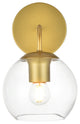 1 Light Brass And Clear Bath Sconce