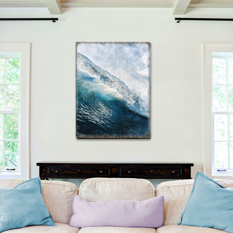 Ocean Wave Art Wooden Wall Art, Small 12x9
