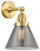 Cone Sconce With Switch, Satin Gold, Plated Smoke