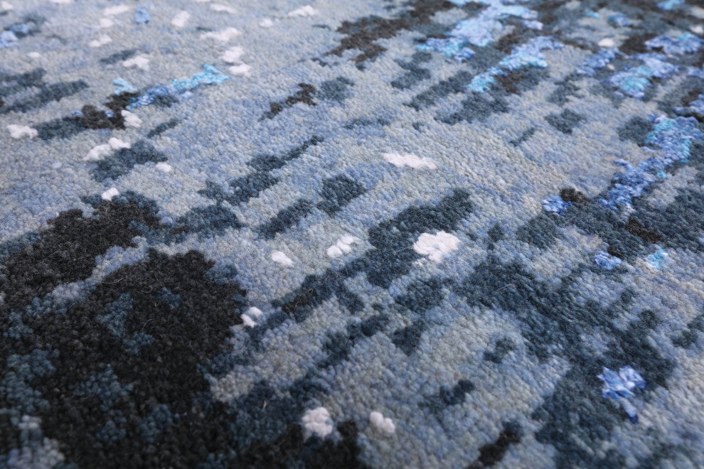 11' 11" X 17' 11" Abstract Hand Knotted Wool and Silk Modern Rug Q7116