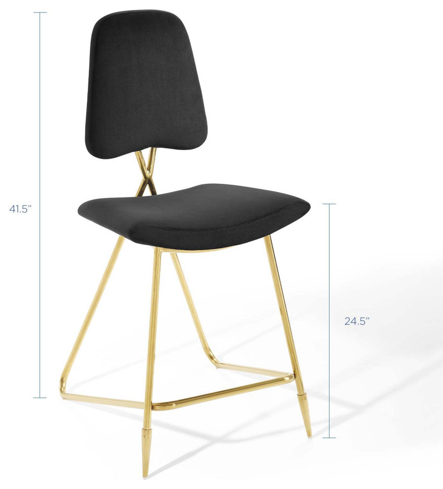 Ponder Counter Stool Performance Velvet Set of 2-Black