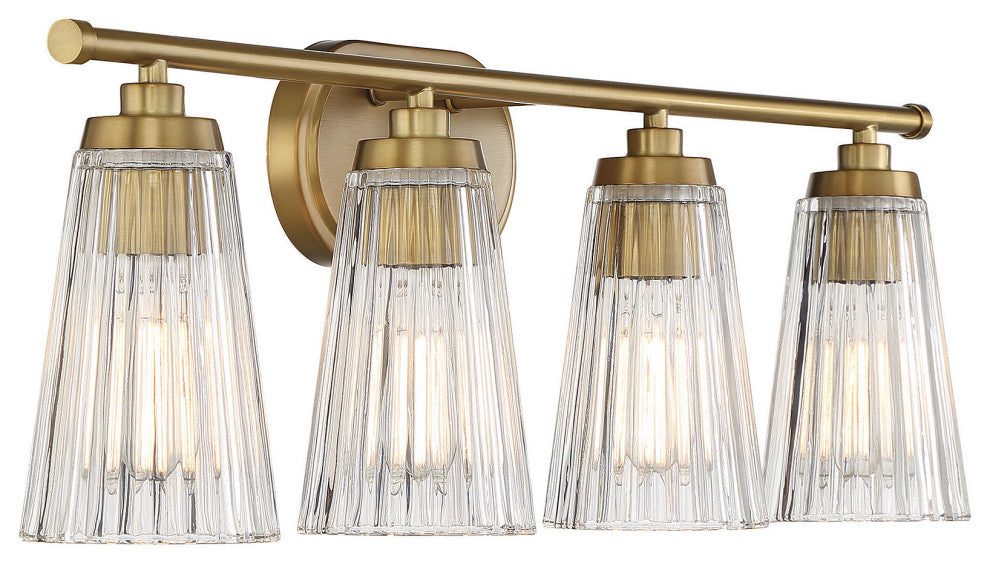 Chantilly 4-Light Bathroom Vanity Light, Warm Brass