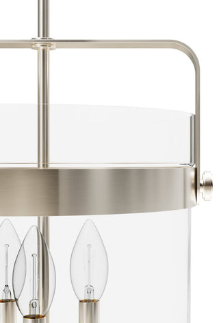 Karloff Brushed Nickel, Clear Glass 3 Light Pendant Ceiling Light