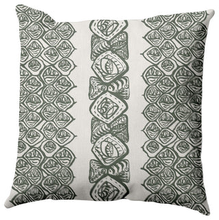 Central Comb Outdoor Pillow, Green, 18"x18"