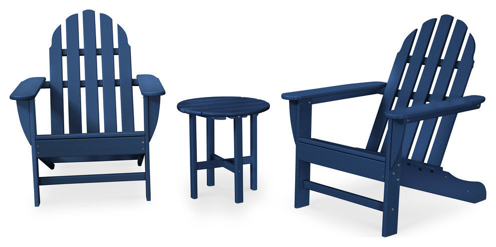Polywood Classic Adirondack 3-Piece Set, Navy