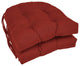 16" Solid Twill U-Shaped Tufted Chair Cushions, Set of 2, Ruby Red