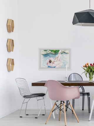 "Flamingo Floater" Framed Painting Print, 12"x8"