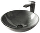VIGO Simply Silver Glass Vessel Sink and Blackstonian Faucet Set, Matte Black