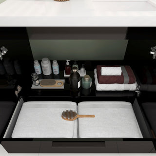 Carla 60" Freestanding Bathroom Vanity With Single Sink, Gloss Black