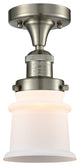 Small Canton 1-Light Semi-Flush Mount, Brushed Satin Nickel, Matte White