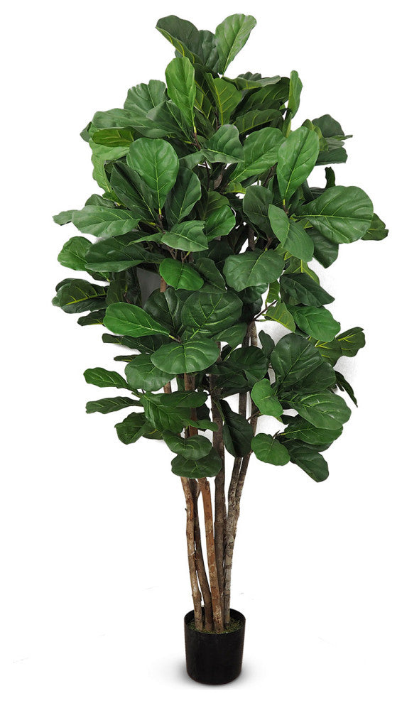 Faux Botanical Fiddle Leaf Fig Tree in Green 76"H