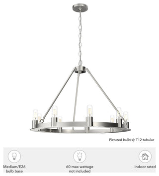 Hunter Saddlewood Brushed Nickel 8 Light Chandelier Ceiling