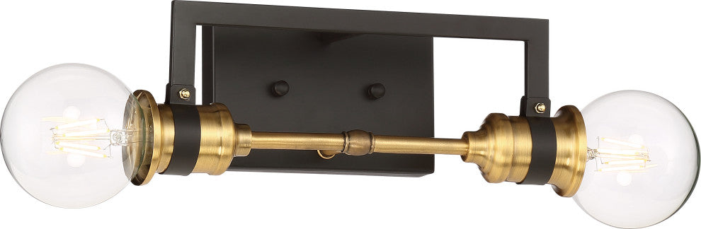 Intention - 2 Light Vanity - Warm Brass and Black Finish