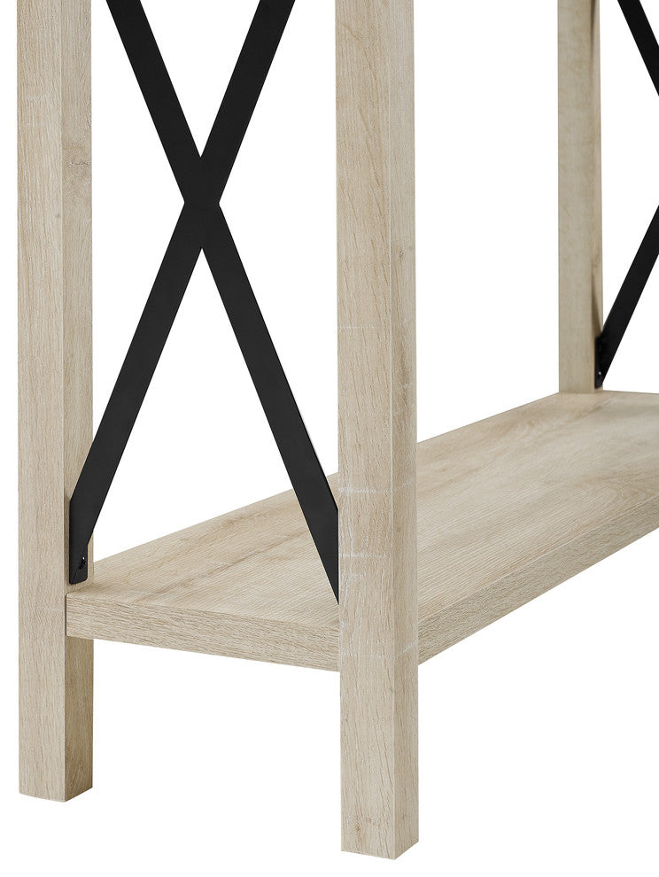 46" Urban Industrial Metal "X" Entry Table, White Oak
