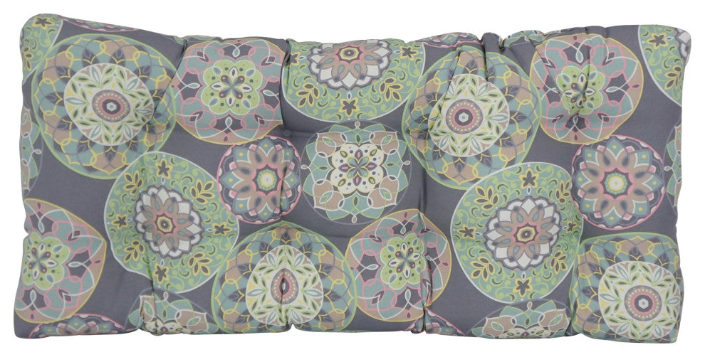 42"X19" Polyester Outdoor Tufted Loveseat Cushion, Cera Sterling