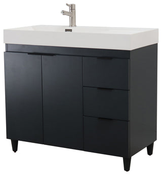 39" Single Sink Vanity, Dark Gray With White Composite Granite Sink Top