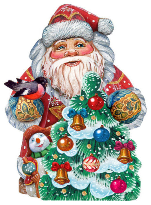 Christmas Tree Decorating Santa, Wooden Decorative Door Hanger