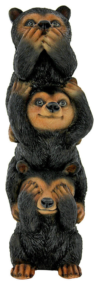 Speak Hear See No Evil Stacked Black Bears