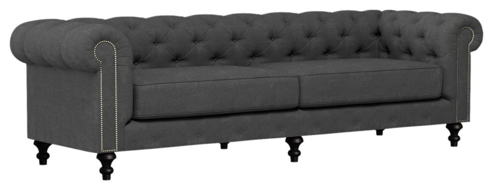 Nativa Interiors London 103" Sofa, Charcoal, Classic Depth
