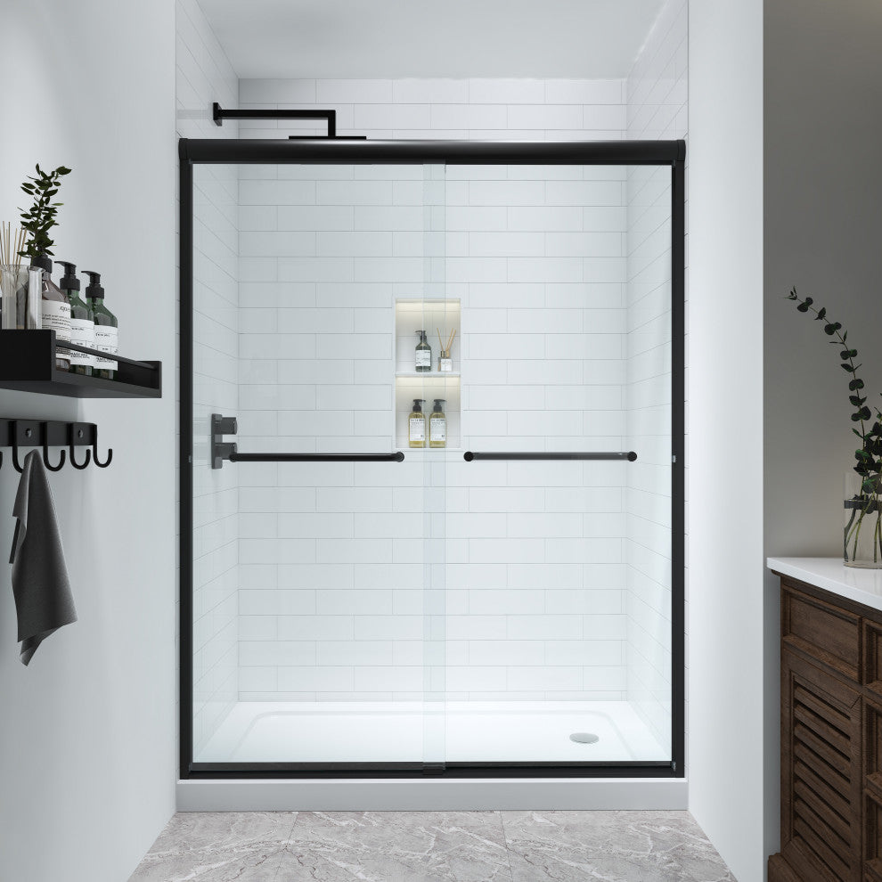 60 x76 Double Sliding Framed Clear Glass Shower Door