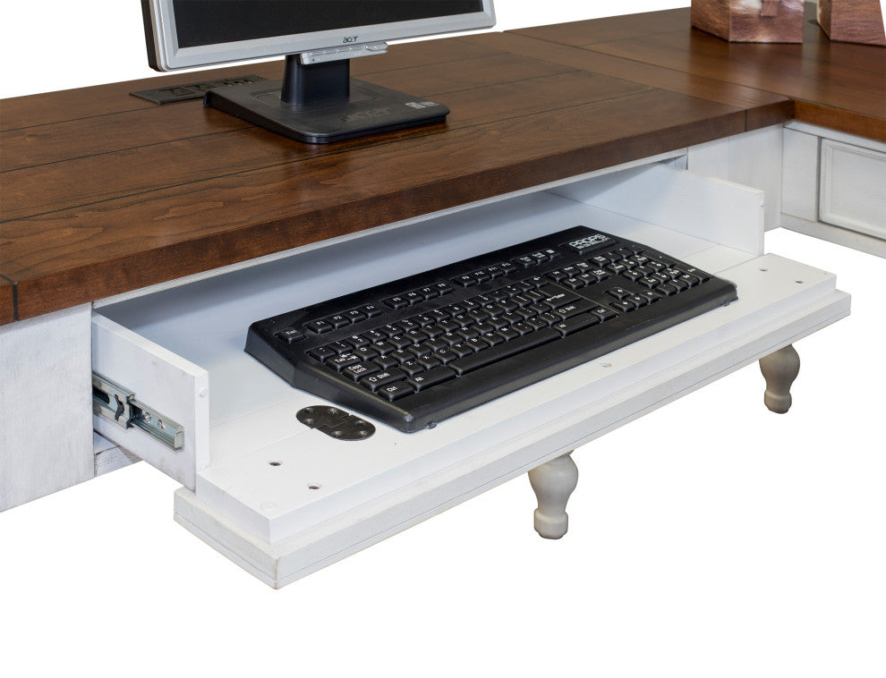 Rustic Wood Writing Desk and Return