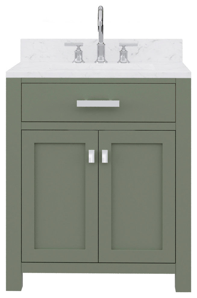 Madison 30 In. Carrara White Marble Countertop Vanity with Gooseneck Faucet