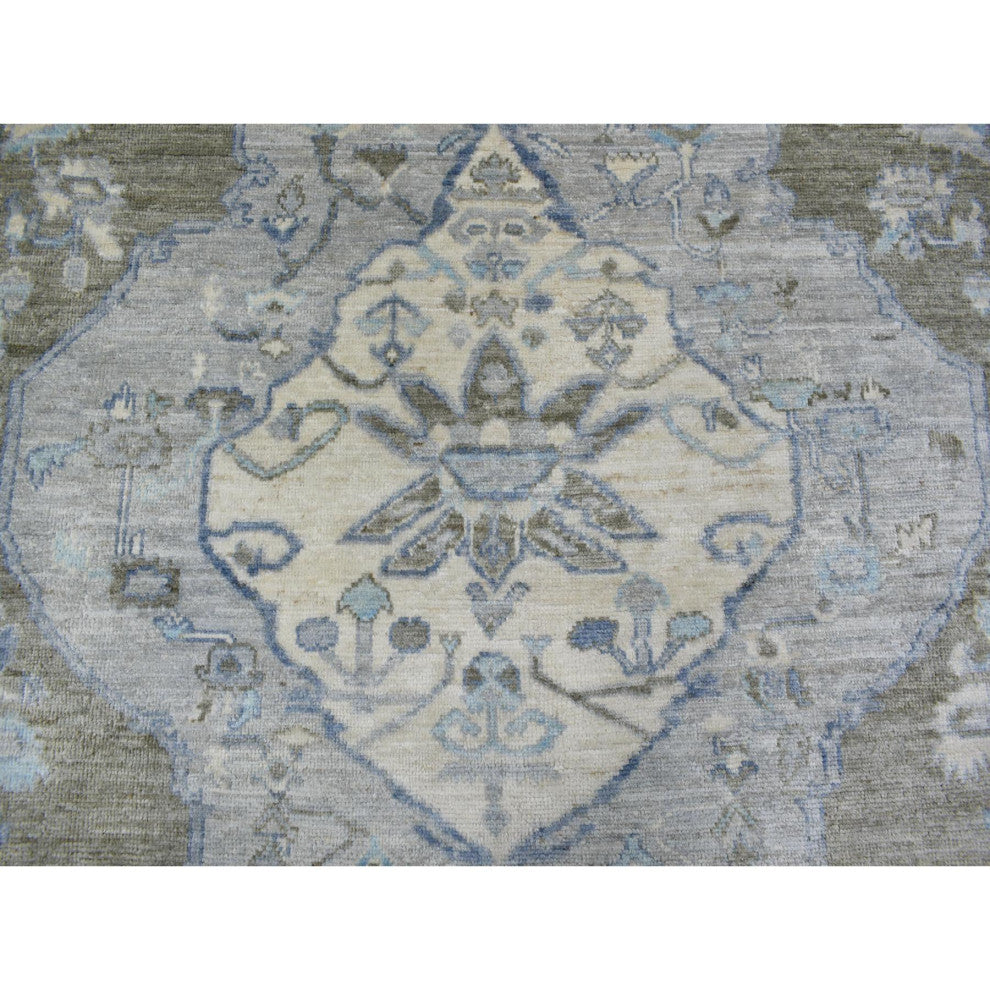 Faded Taupe, Anatolian Design Soft Wool Hand Knotted Oriental Rug, 8'0"x9'9"