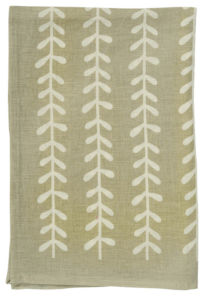 Leaf Print Tea Towel, Set of 4, 20"x30", Stone Natural