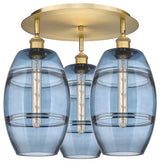 Ballston-Vaz 3-Light 20" Flush Mount, Brushed Brass, Princess Blue