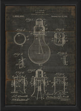 Fowler Lamp Patent on Black Framed Print, Small