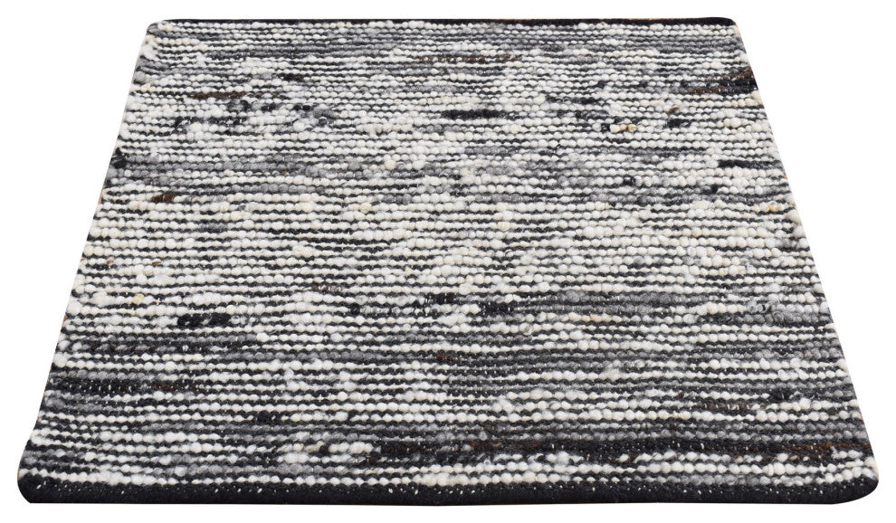 Ivory, 100% Wool, Looped and Uncut Pile, Hand Loomed Square Rug, 2'x2'