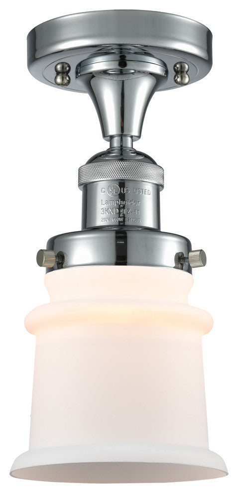 Small Canton 1-Light Semi-Flush Mount, Polished Chrome, Matte White