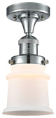Small Canton 1-Light Semi-Flush Mount, Polished Chrome, Matte White
