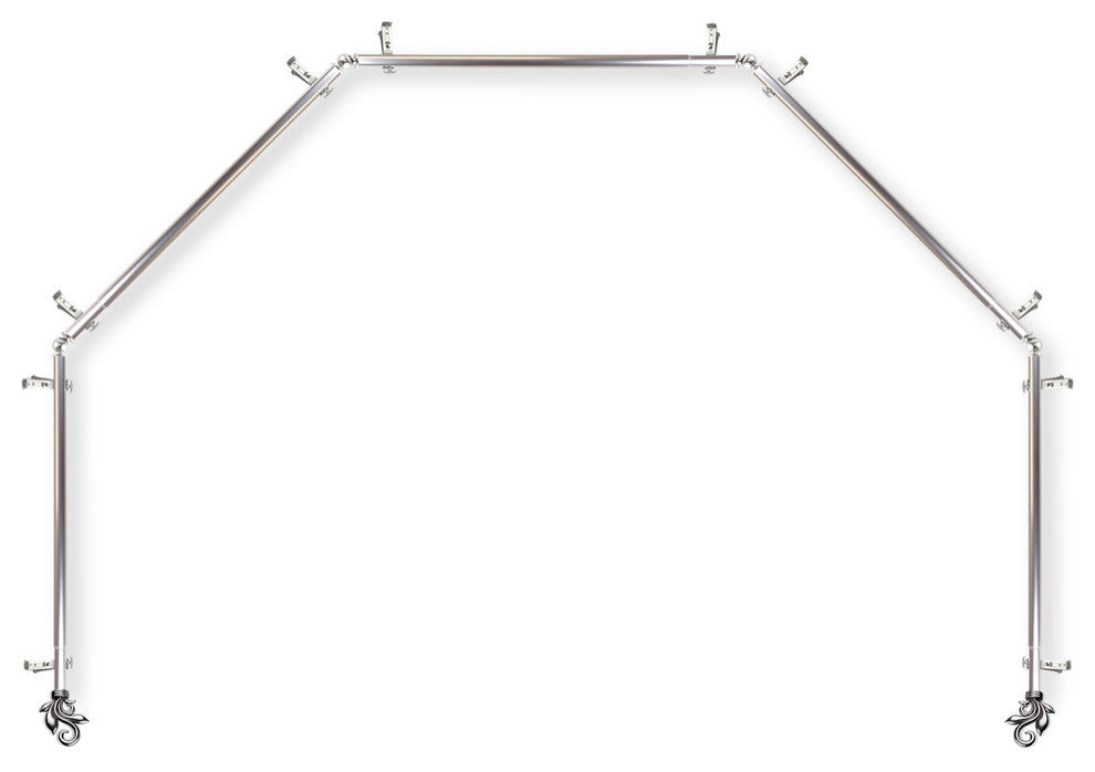 Giles 13/16" 5-Sided Bay Window Curtain Rod, Satin Nickel