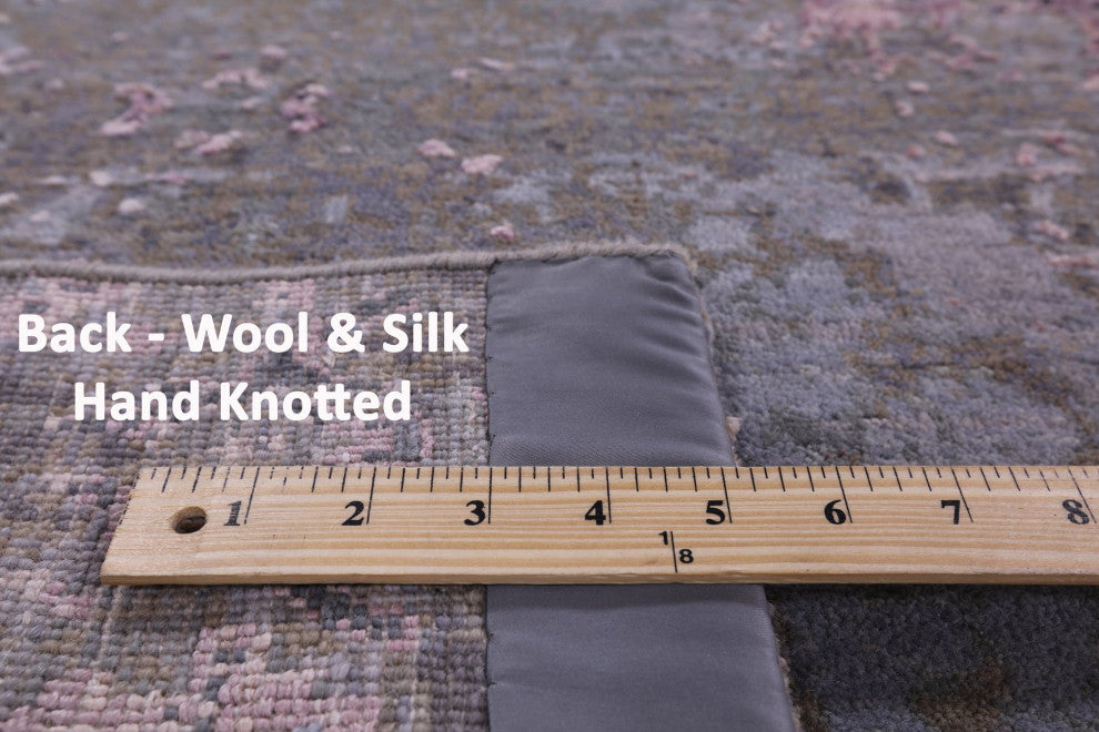 6' 6" X 9' 11" Wool and Silk Modern Handmade Rug Q9060