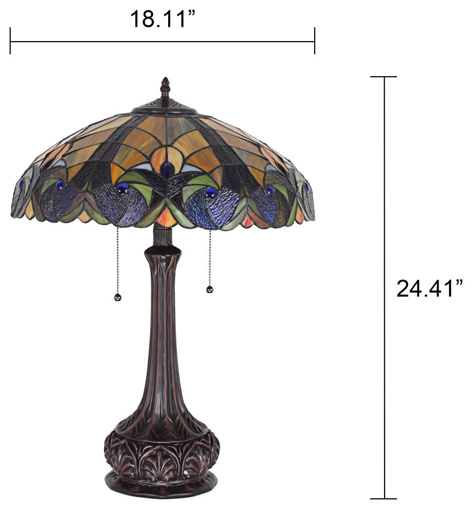 Adalaide Tiffany-Style Victorian Stained Glass Table Lamp 25" Width