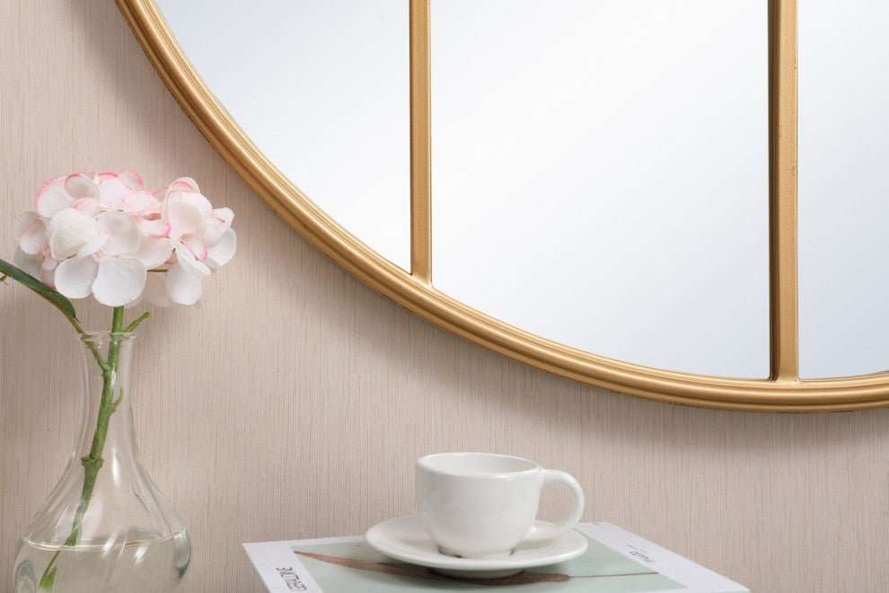 Macey Metal Windowpane Mirror, 36"x36", Brass