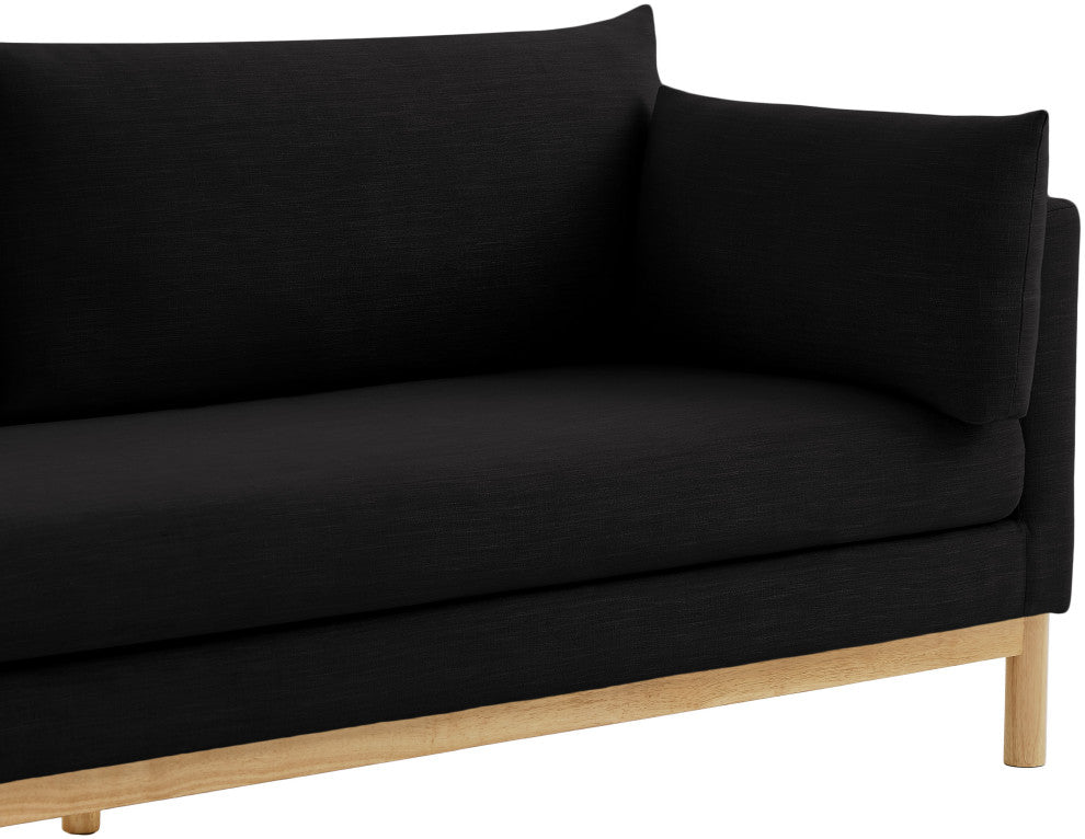 Langham Linen Textured Fabric Upholstered Loveseat, Black