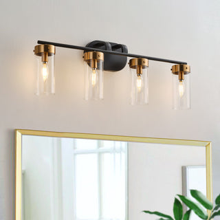 Modern 4-Light Bathroom Vanity Lighting Fixture with Glass Shades