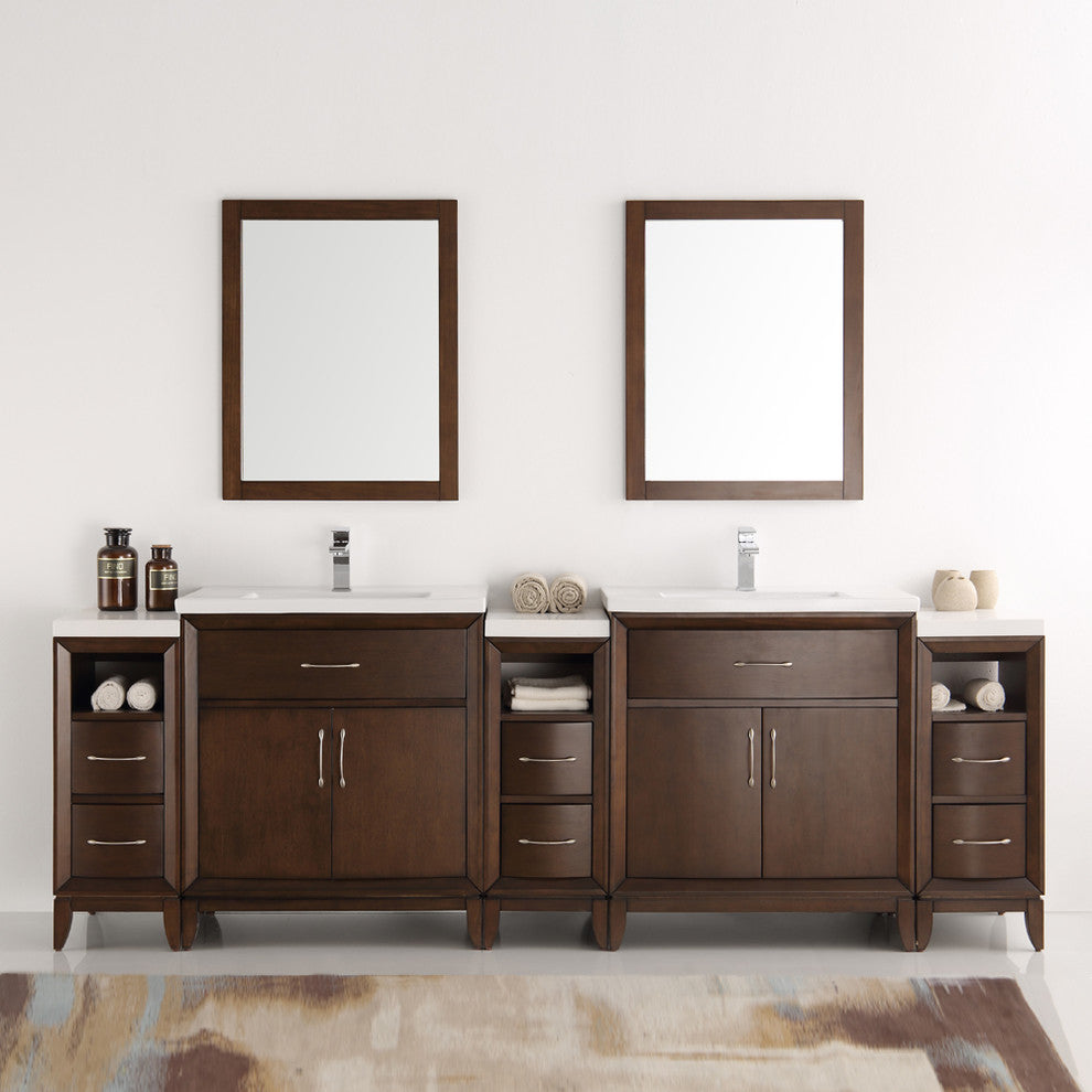 Cambridge 96" Antique Coffee Double Sink Traditional Bathroom Vanity, FFT1030CH