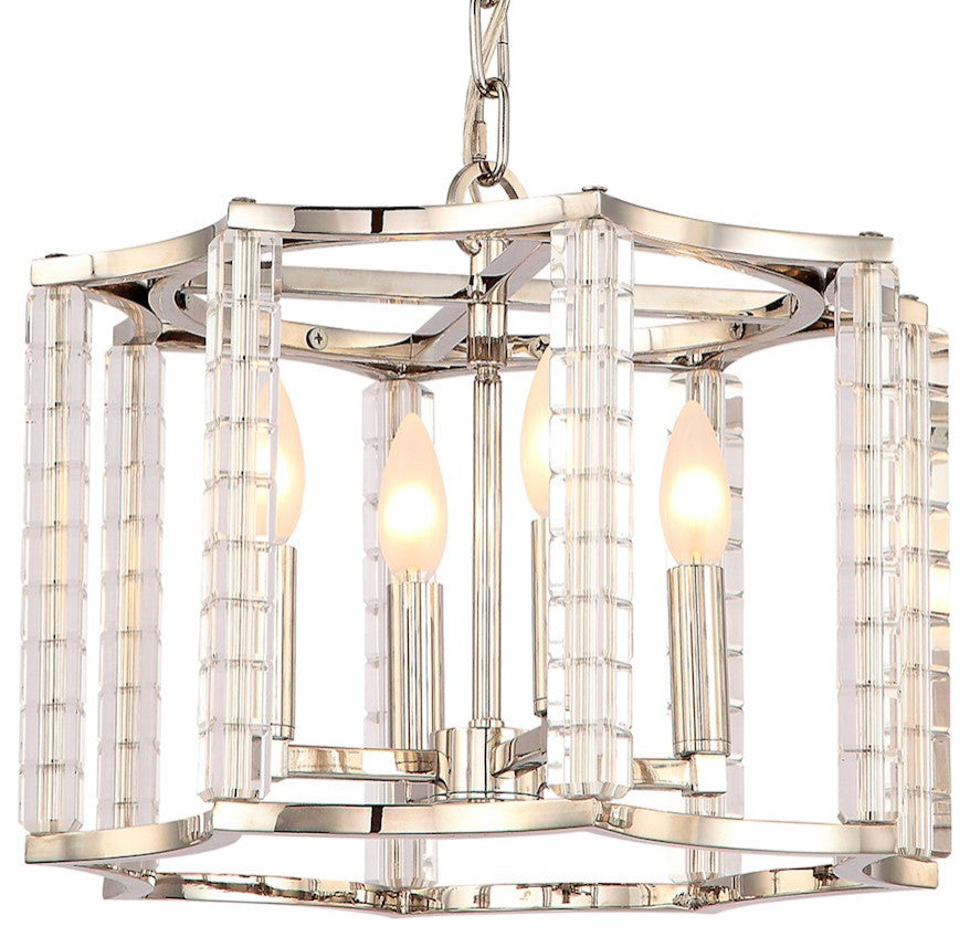 Crystorama 8854PN Four Light Chandelier Carson Nickel