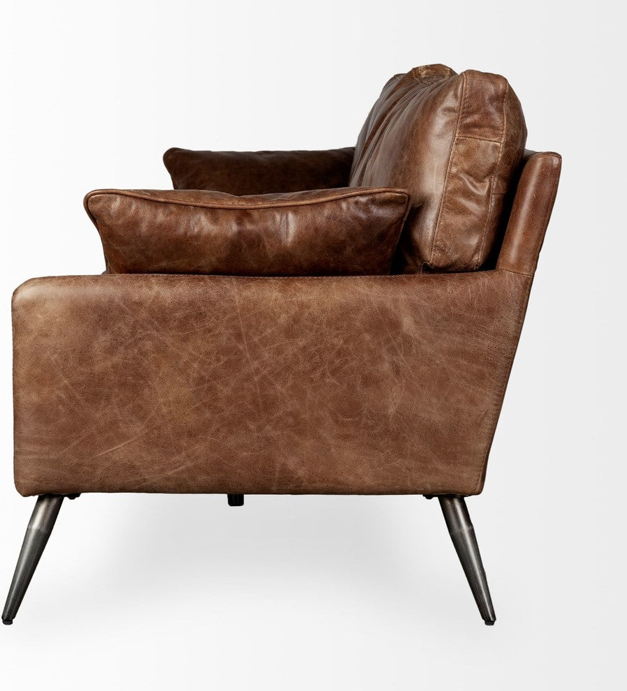 Cochrane II Genuine Brown Leather Three Seater Sofa