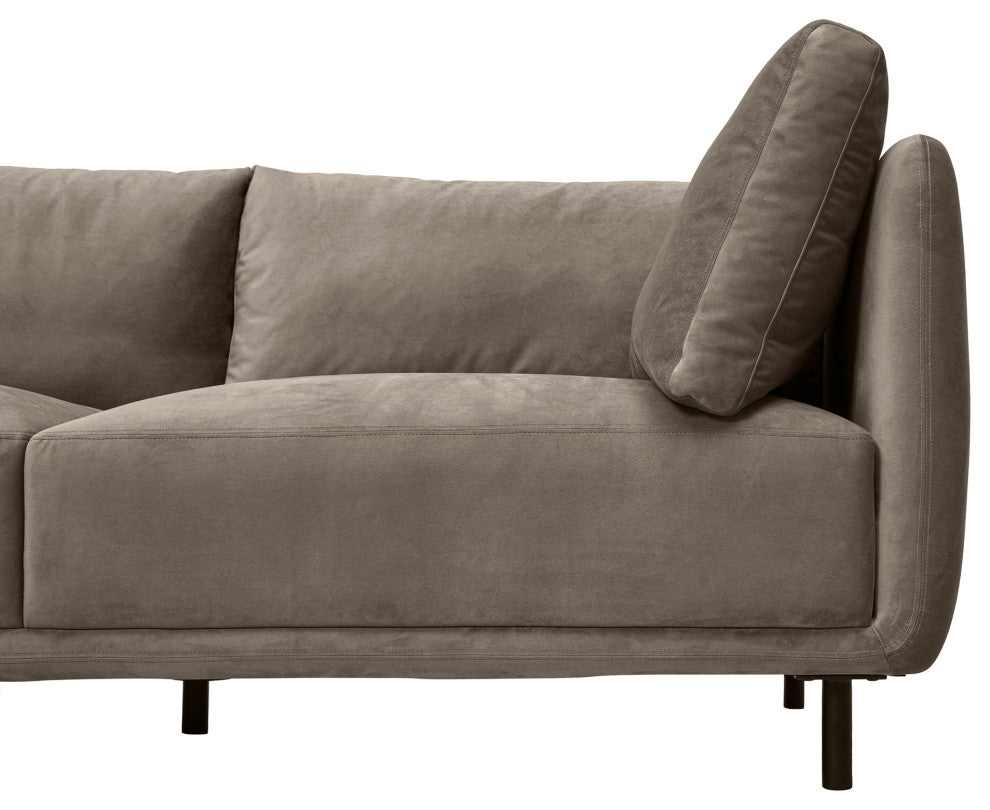 Serenity 79" Fossil Gray Velvet Sofa with Black Metal Legs