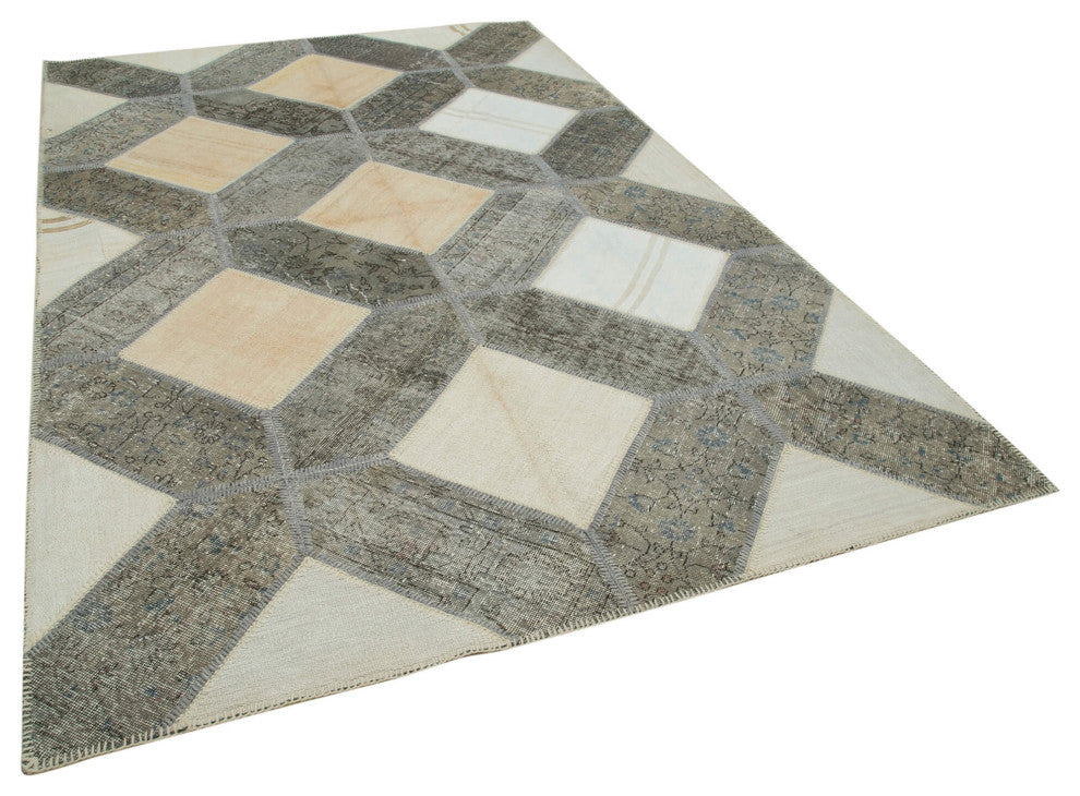 Rug N Carpet - Handmade Turkish 6' 6" x 10' 0" Wool Patchwork Area Rug