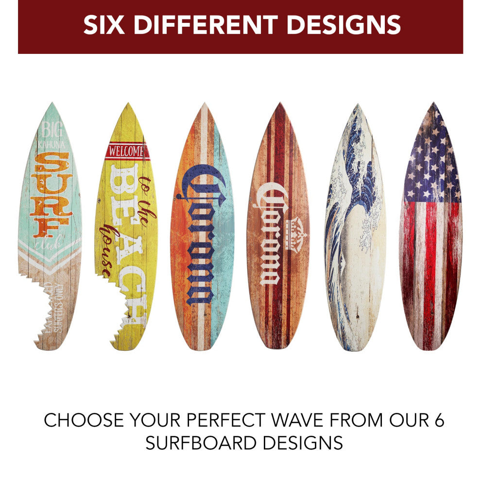 Licensed Corona Color Wood Tones Surfboard Plaque Wall Sign, 60"x15"
