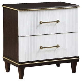 Lexicon Niles Wood Nightstand in 2-Tone with Gold Trim (White & Cherry)