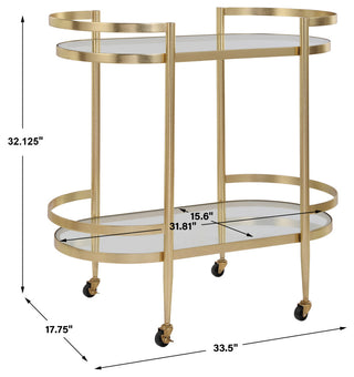 Black-and-white diagram with measurements showing cart dimensions.