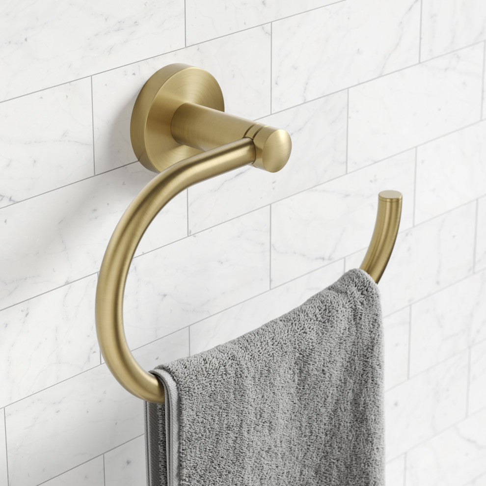 Elie Bathroom Towel Ring, Brushed Gold